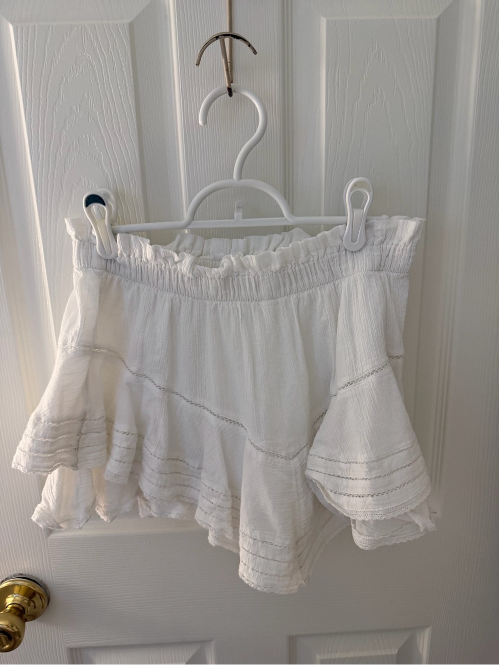 aerie White Ruffled Mini Skirt